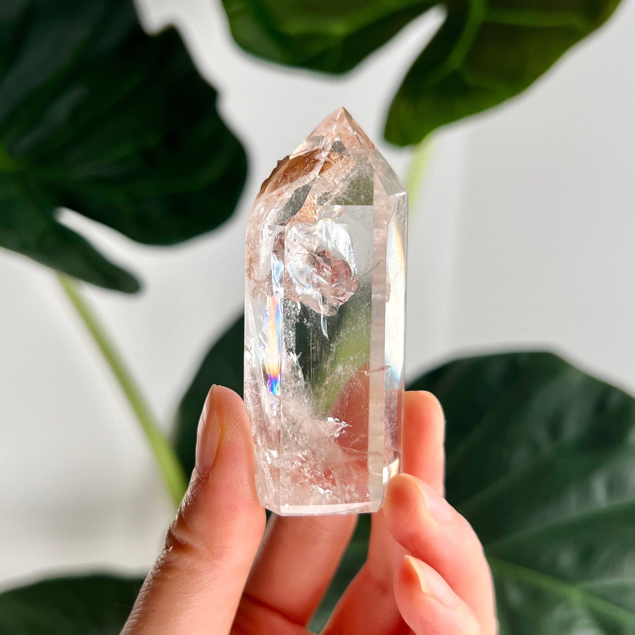 Grade AA Natural Penetration Quartz Tower with Iron Inclusion - Manifestation and Healing Crystal MFH02, 76g