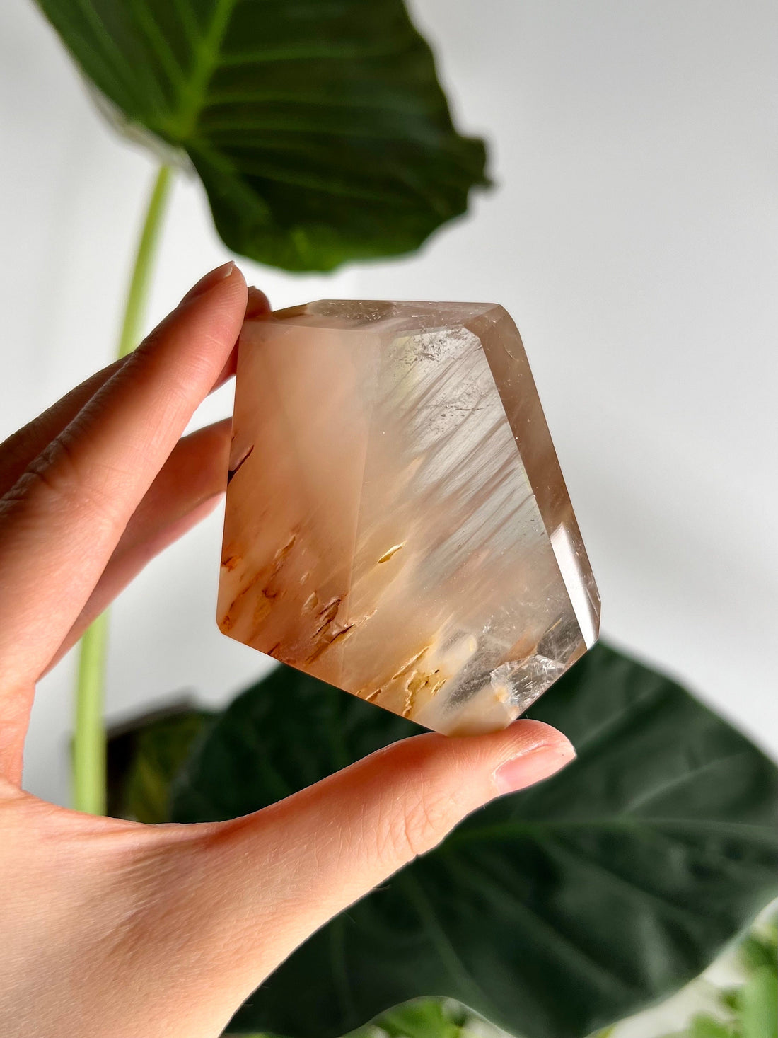Grade AAA Natural Amphibole Quartz, Golden Pink Rutilated, Angel Phantom Quartz - from Taquaraçu de Minas, Brazil AFC05, 180g