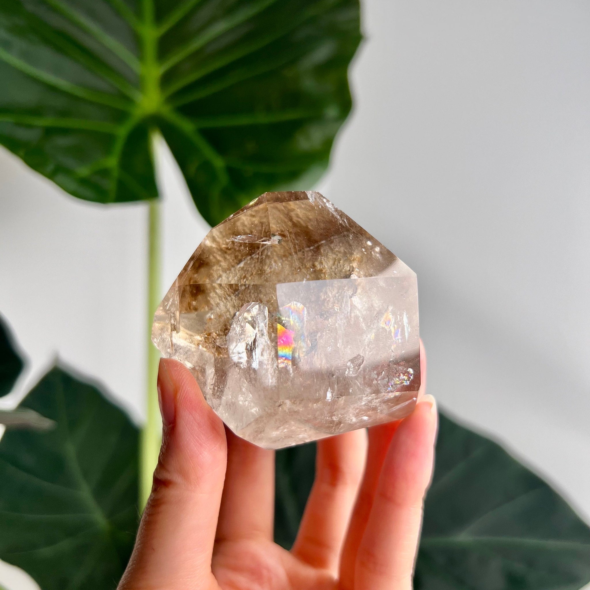 Grade AA Penetration Quartz, Manifestation Quartz with Rainbows and Iron Inclusion - from Diamantina, Minas Gerais, Brazil MFH30, 241g