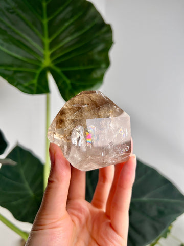Grade AA Penetration Quartz, Manifestation Quartz with Rainbows and Iron Inclusion - from Diamantina, Minas Gerais, Brazil MFH30, 241g
