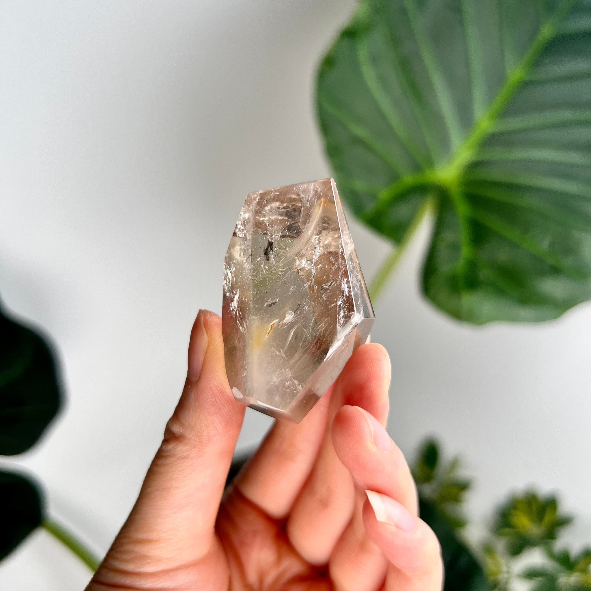Grade AAA Natural Smoky Amphibole Rutile Quartz, Angel Phantom Quartz - from Taquaraçu de Minas, Brazil AFC17, 53g