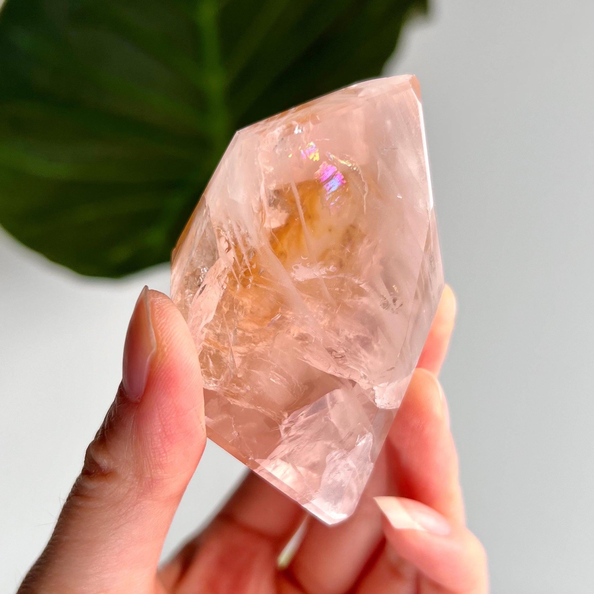 Grade AAA Golden Healer Rose Quartz Freeform with Rainbows - A Celestial Beacon of Love and Healing, GRC59, 111g