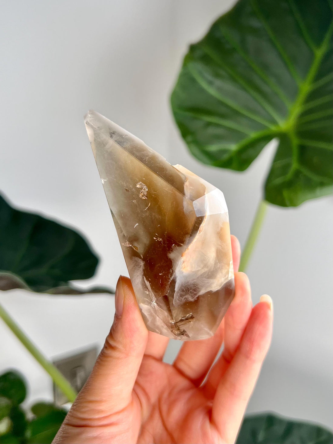 Grade AAA Natural Smoky Peach Amphibole Quartz, Angel Phantom Quartz - from Taquaraçu de Minas, Brazil AFC49, 206g