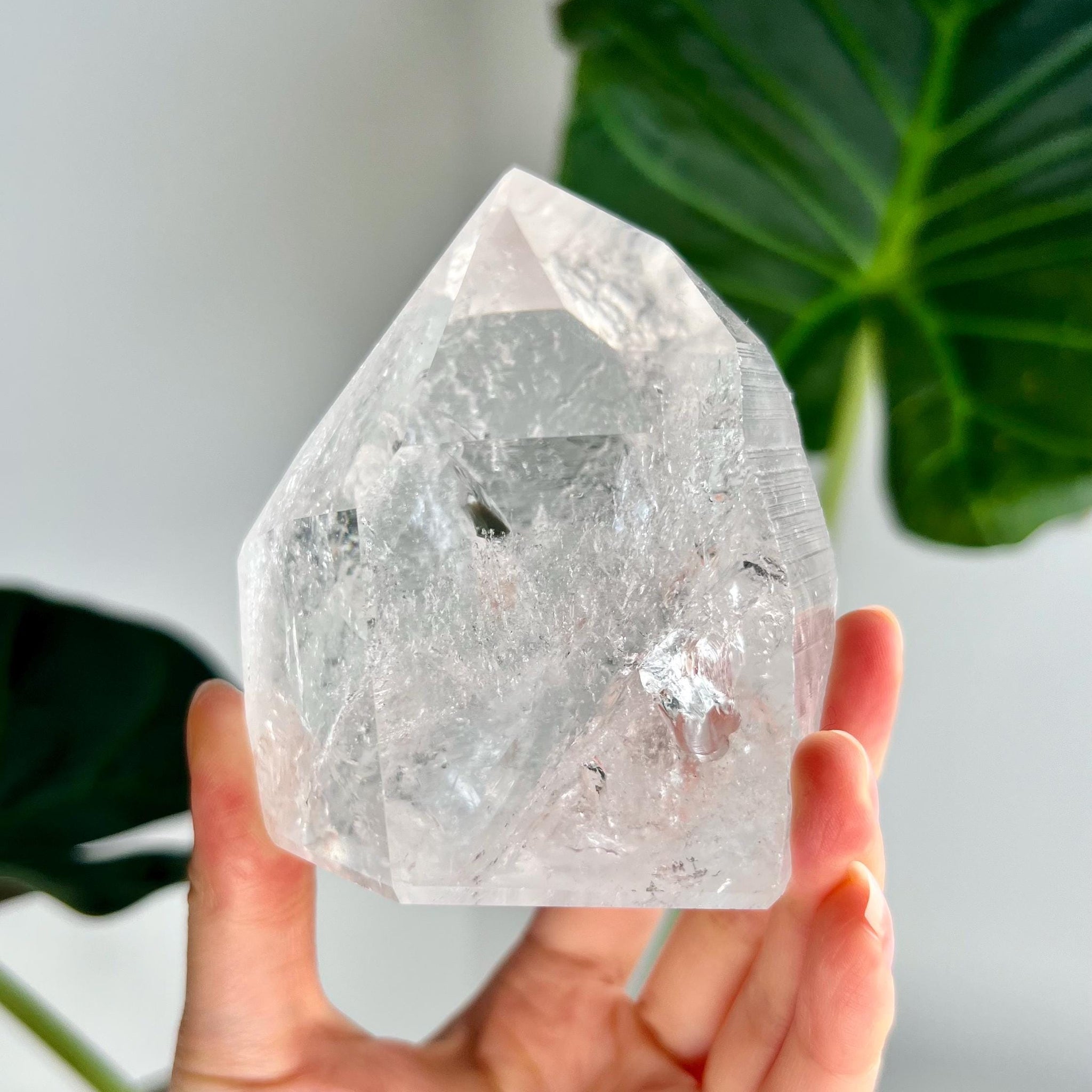 Grade AA+ Lemurian Tower with Barcodes and Rainbows, Self-Healed - Semi-polished, Top Quality, from Sento Se Bahia LTC48, 481g