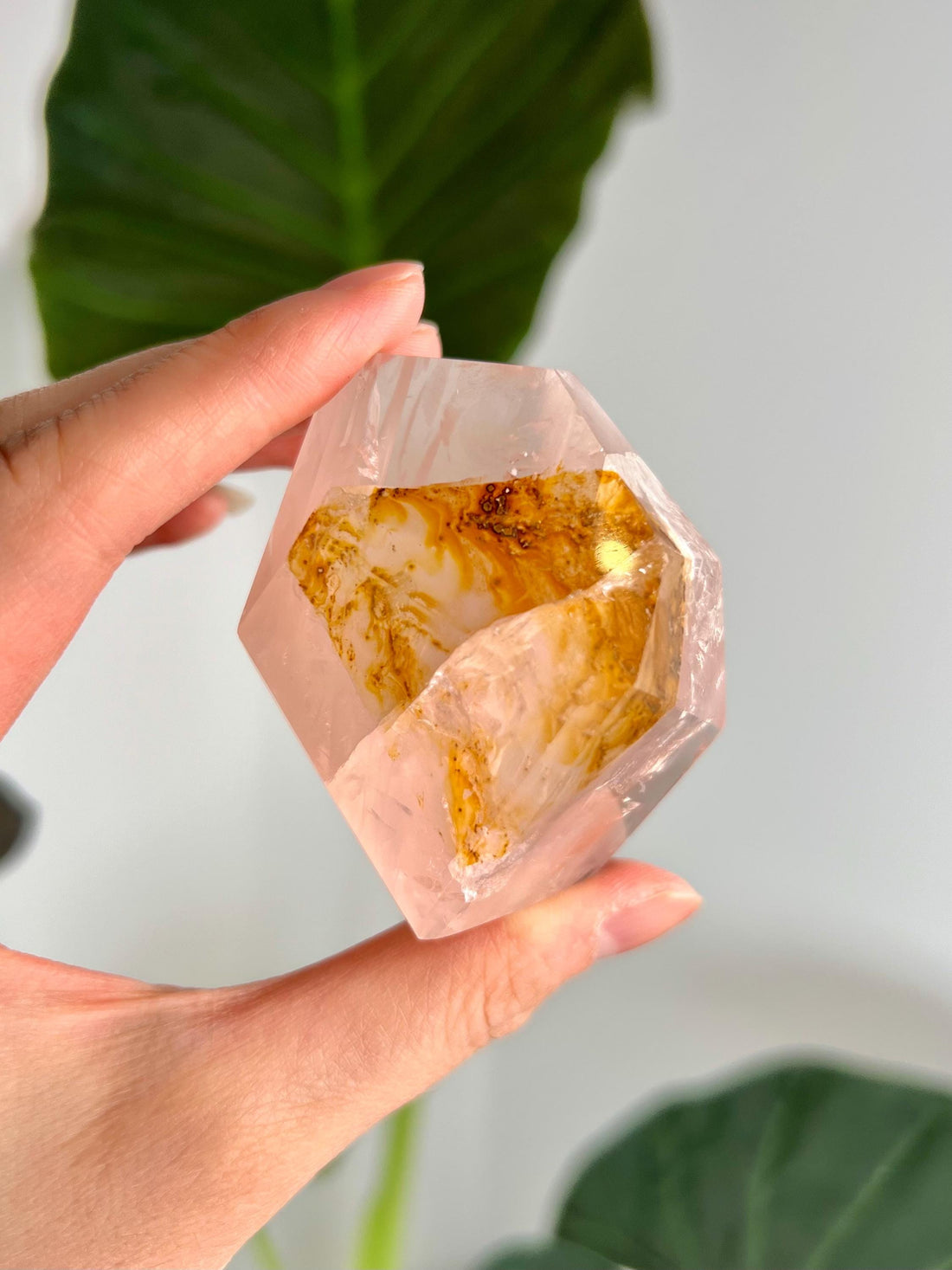 Grade AAA Golden Healer Rose Quartz Freeform with Rainbows - A Celestial Beacon of Love and Healing, GRC59, 111g