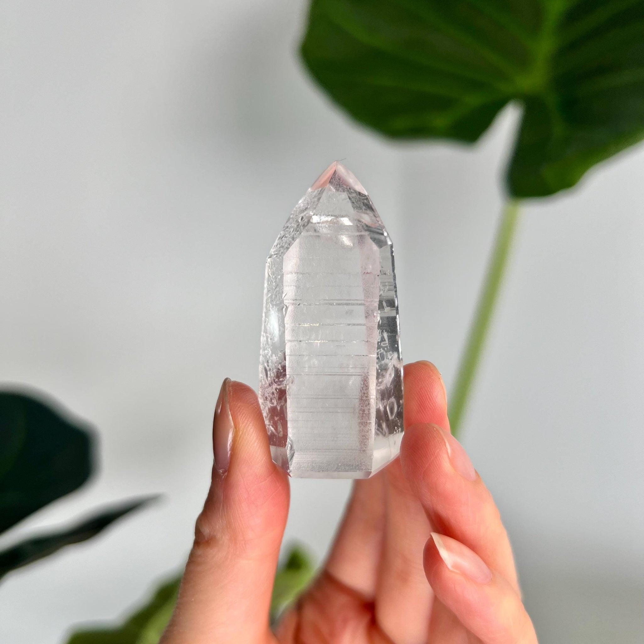 Grade AAA Lemurian Tower with Penetration and Barcodes - Semi-polished, Top Quality, from Sento Se Bahia LTC61, 36g Manifestation Crystal