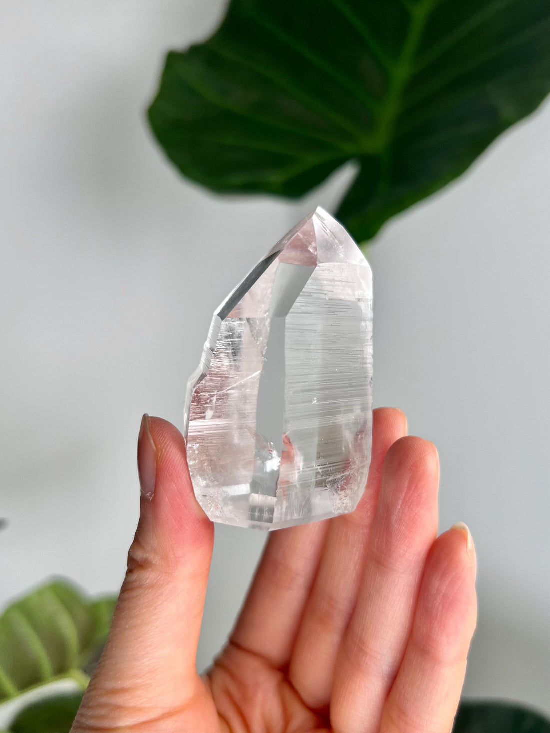 Grade AAA Self-Healed Lemurian Tower with Barcodes and Rainbow- Semi-polished, Top Quality, from Sento Se Bahia LTC65, 97g