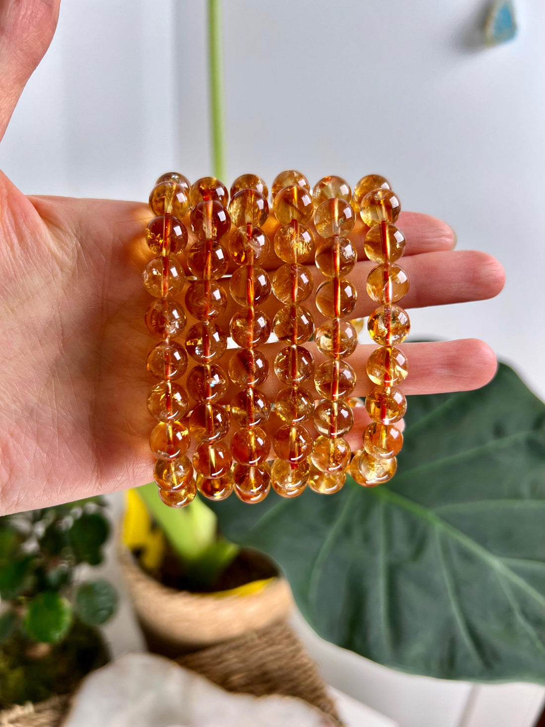 100% Natural Grade AAA Natural Honey Citrine Bracelets - 9mm Beads(not treated), 16-17 cm Standard Size, Customizable upon request