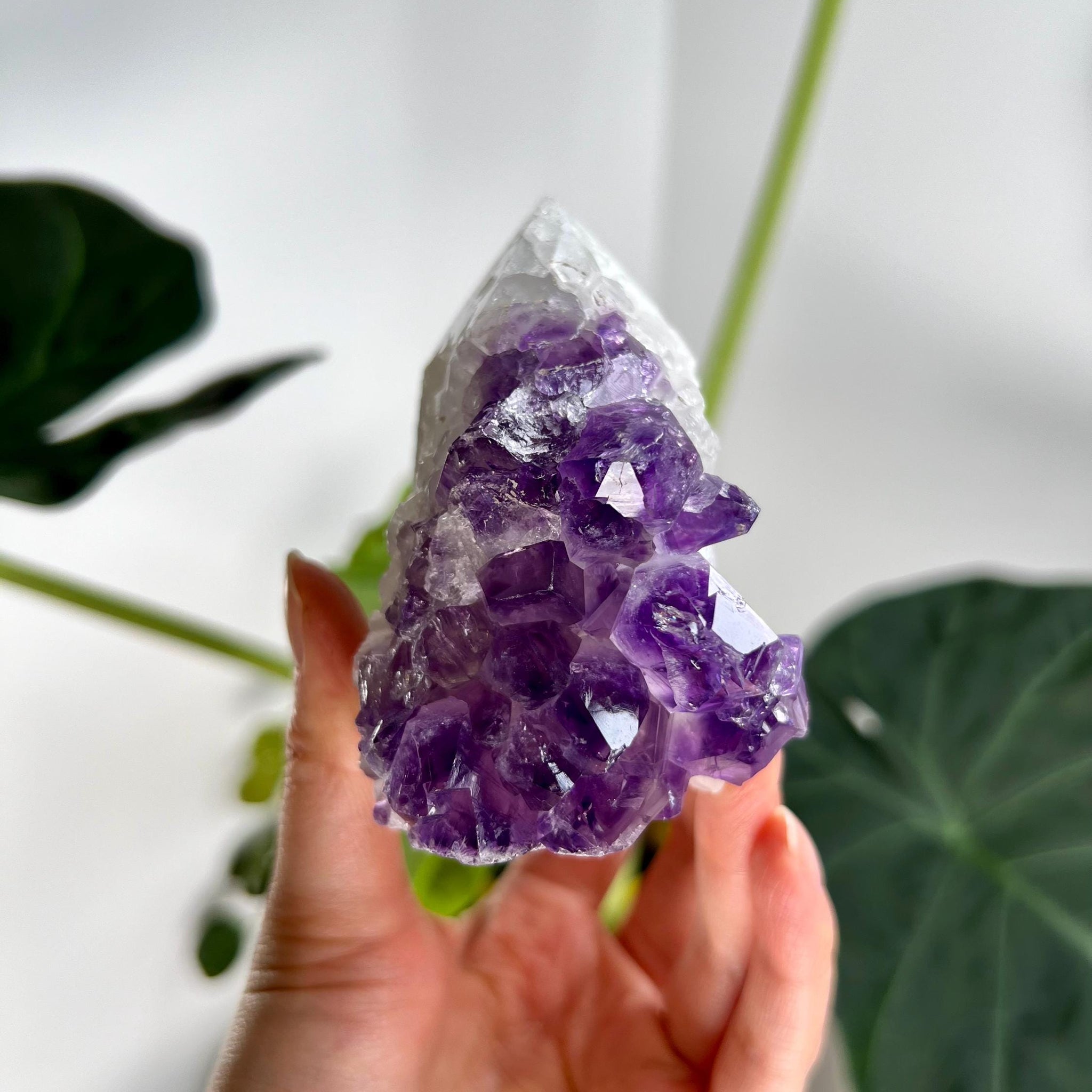 Natural Brazilian Amethyst Geode Tower with Agate, Quartz, and Rainbows, 413g ACT38
