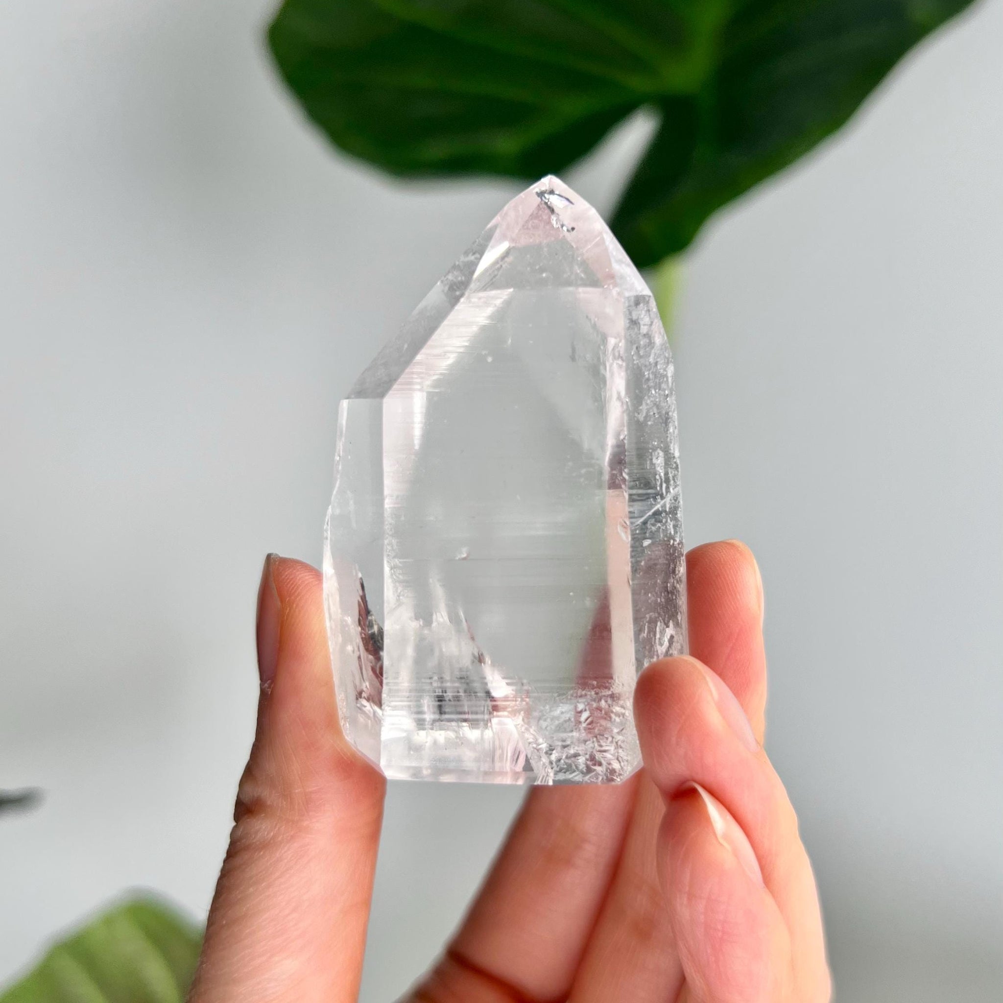 Grade AAA Self-Healed Lemurian Tower with Barcodes and Rainbow- Semi-polished, Top Quality, from Sento Se Bahia LTC65, 97g