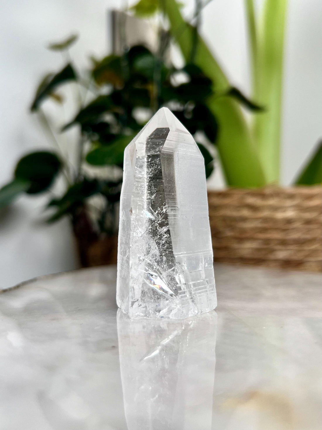 Grade AAA Lemurian Tower with Rainbow and Barcodes - Semi-polished, Top Quality, from Sento Se Bahia LTC68, 60g
