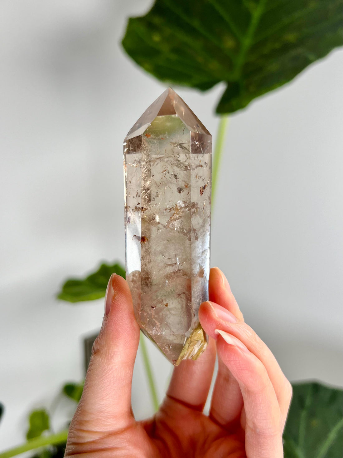 Grade A Natural Smoky Quartz DT with Hematite, Iron Inclusion - Double-Terminated Quartz from Diamantina, HQC13, 138g
