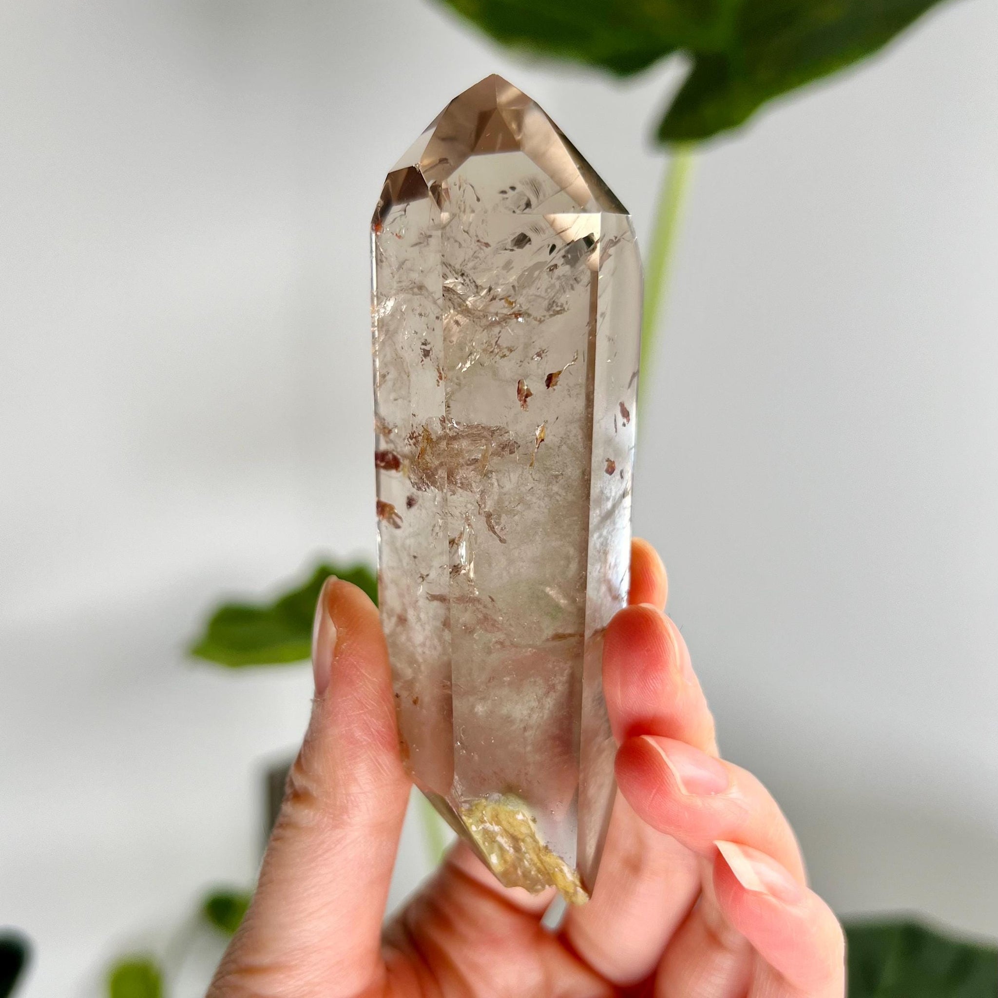 Grade A Natural Smoky Quartz DT with Hematite, Iron Inclusion - Double-Terminated Quartz from Diamantina, HQC13, 138g