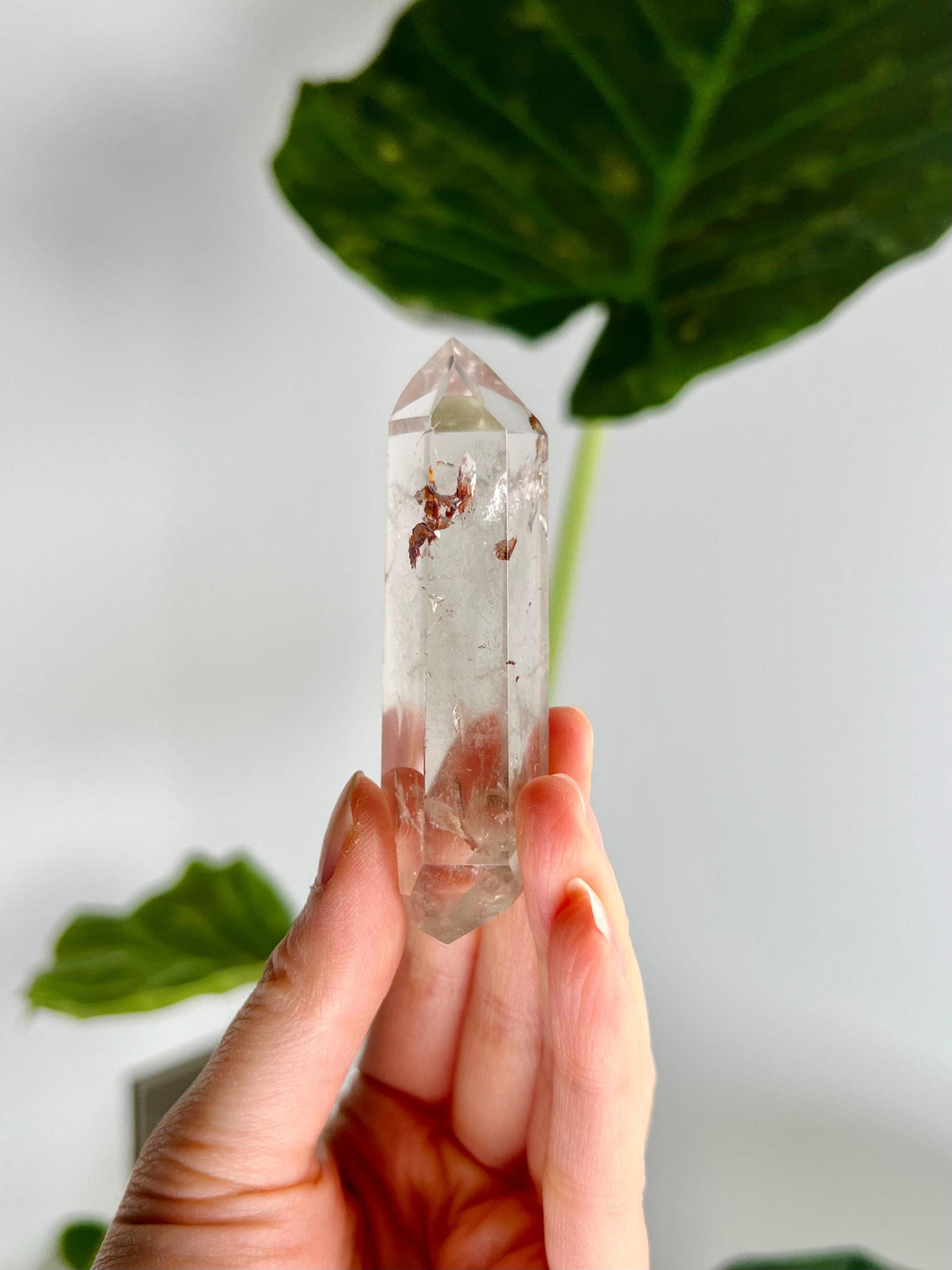 Grade A Natural Quartz DT with Hematite, Iron Inclusion - Double-Terminated Quartz from Diamantina, HQC14, 52g