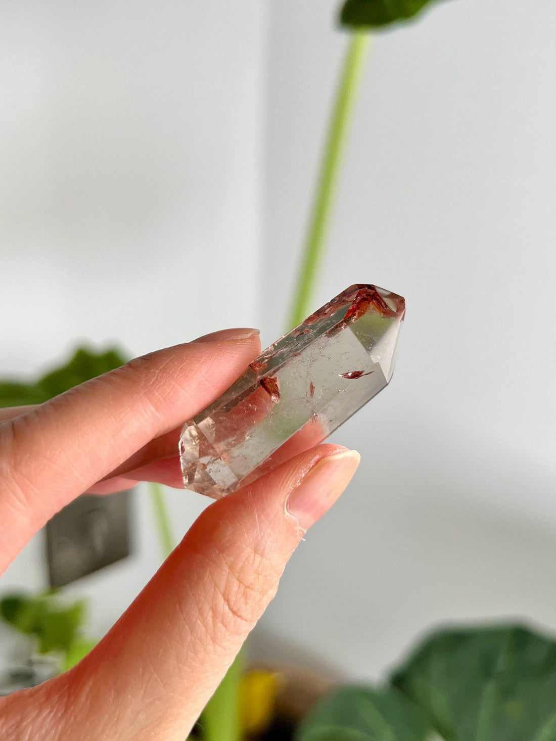 Grade A Natural Quartz DT with Hematite, Iron Inclusion - Double-Terminated Quartz from Diamantina, HQC33, 18g