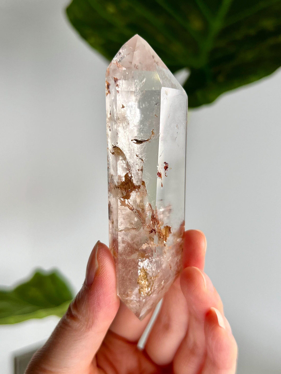 Grade A+ Natural Quartz DT with Hematite, Iron Inclusion - Double-Terminated Quartz from Diamantina, HQC34, 89g