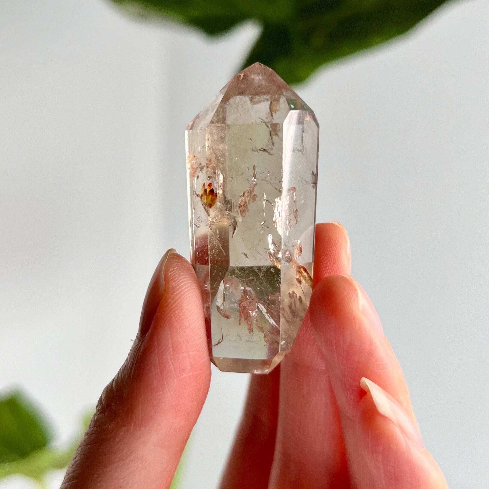Grade A Natural Smoky Quartz DT with Hematite with Rainbow, Iron Inclusion - Double-Terminated Quartz from Diamantina, HQC36, 27g