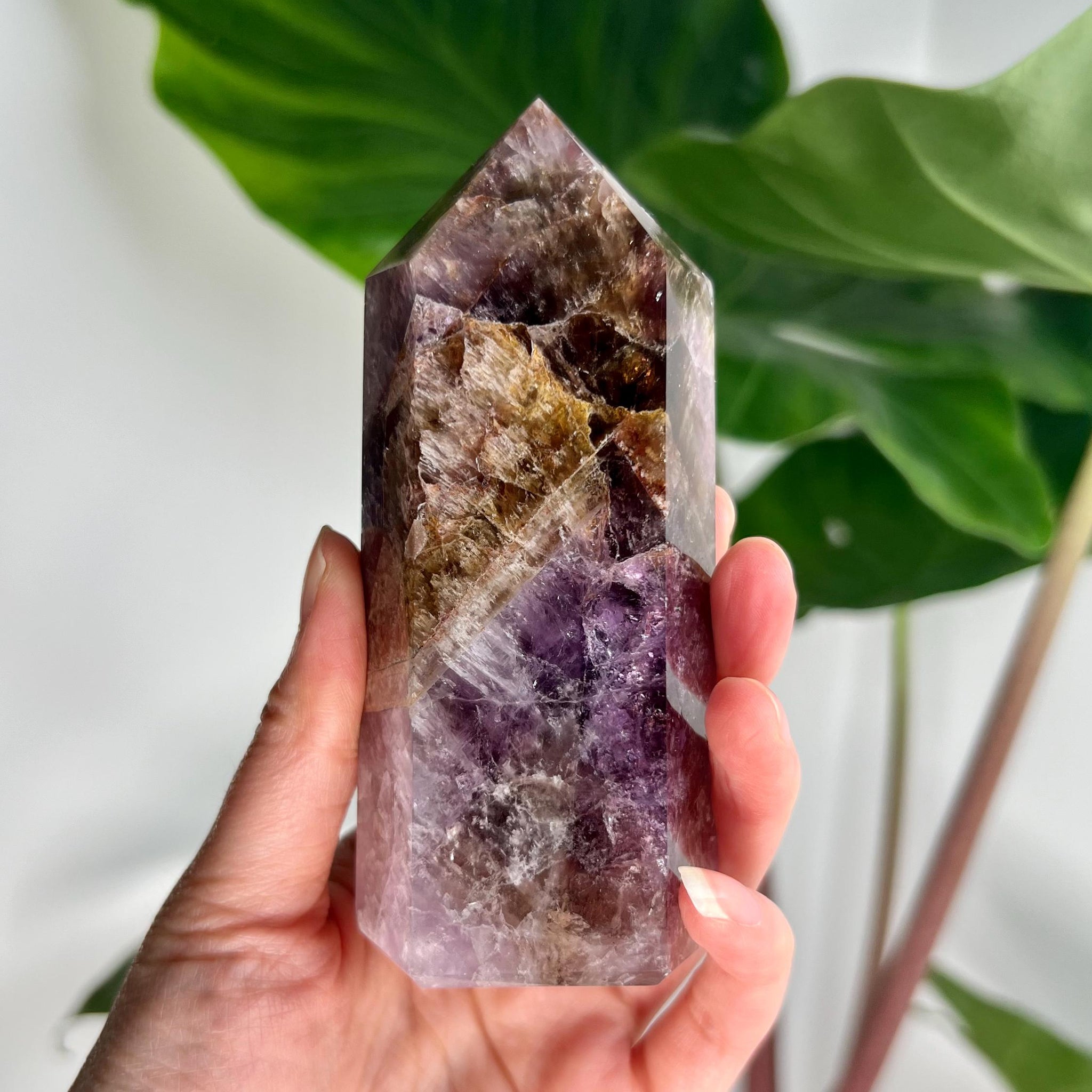 Grade AAA Super Seven Tower from Brazil - High-Vibration Master Healing Crystal 373g, STG22 Discounted for minor imperfection