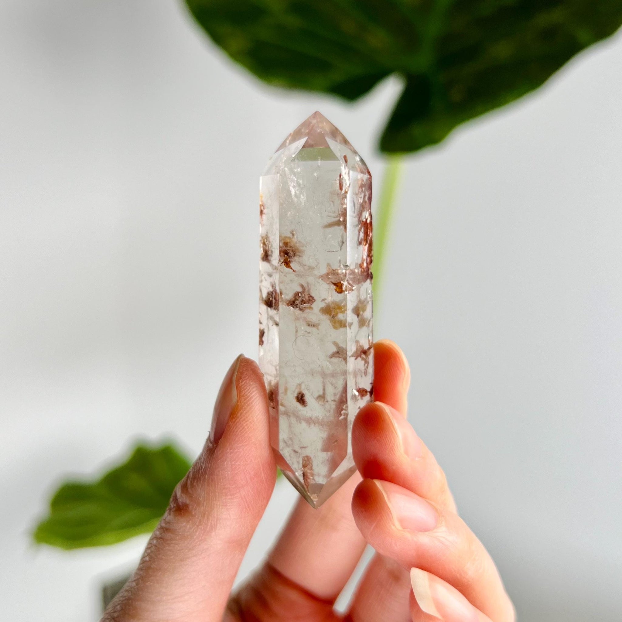 Grade AA Natural Quartz DT with Hematite, Iron Inclusion - Double-Terminated Quartz from Diamantina, HQC11, 31g