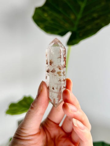 Grade AA Natural Quartz DT with Hematite, Iron Inclusion - Double-Terminated Quartz from Diamantina, HQC11, 31g
