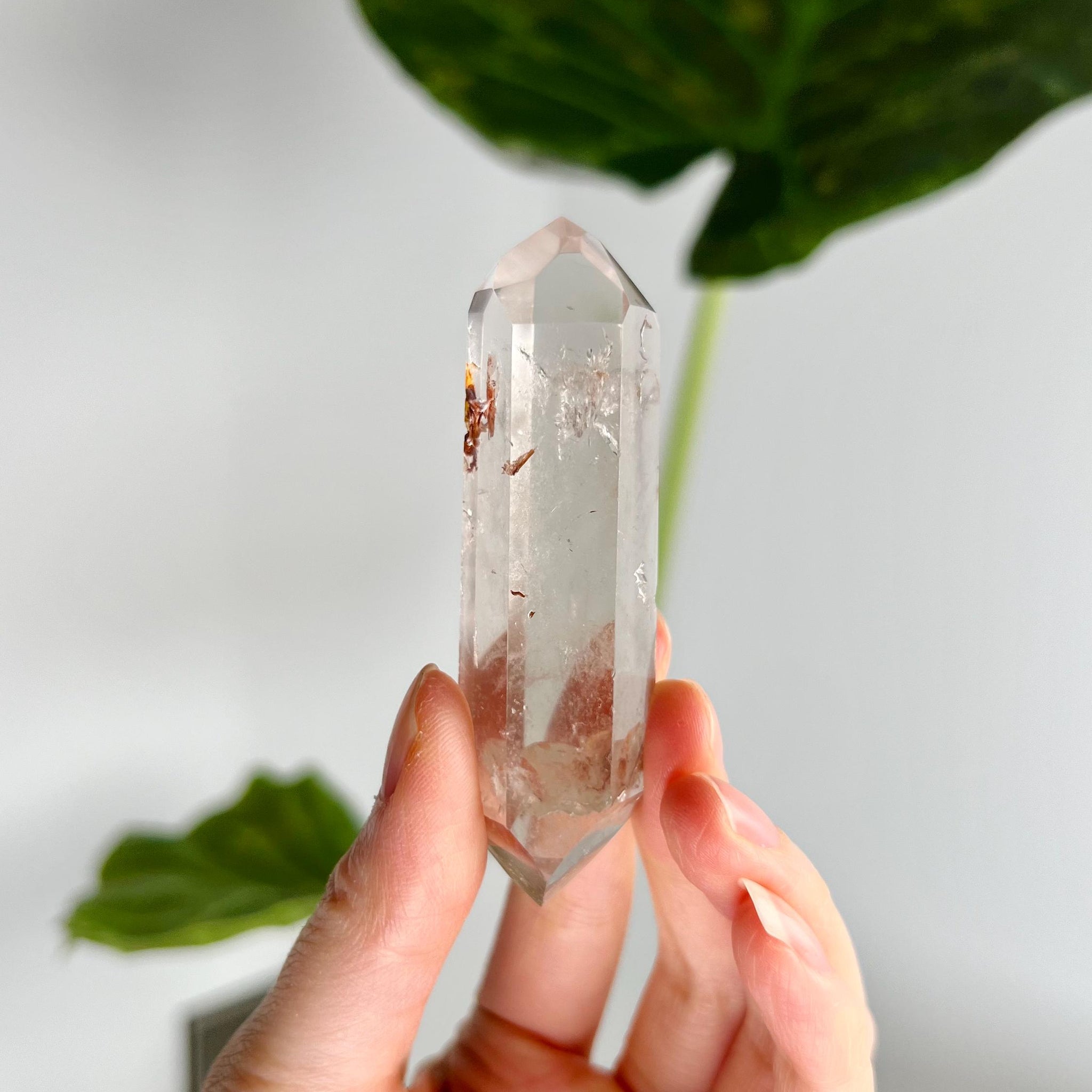 Grade A Natural Quartz DT with Hematite, Iron Inclusion - Double-Terminated Quartz from Diamantina, HQC14, 52g