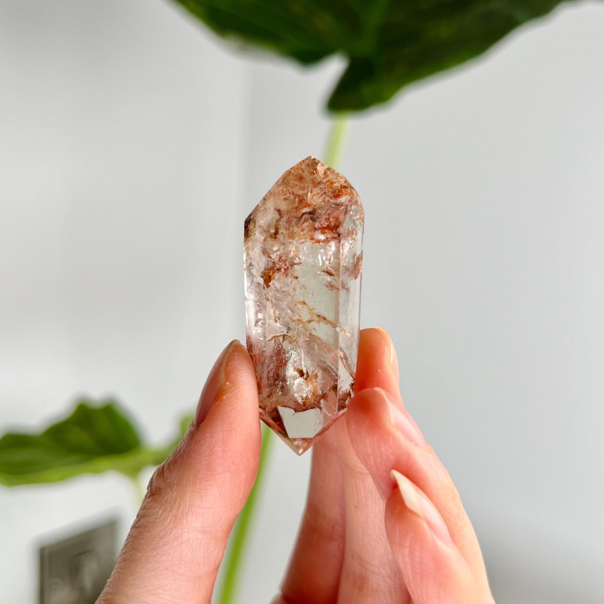 Grade A Natural Quartz DT with Hematite, Iron Inclusion - Double-Terminated Quartz from Diamantina, HQC20, 23g