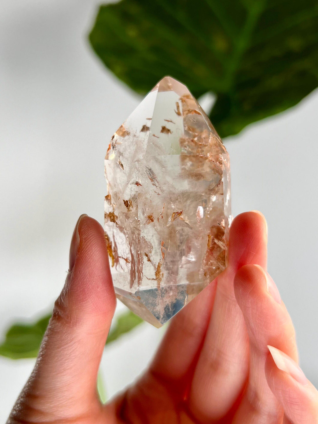 Grade A Natural Quartz DT with Hematite, Iron Inclusion - Double-Terminated Quartz from Diamantina, HQC26, 77g