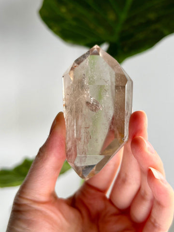 Grade A Natural Quartz DT with Hematite, Iron Inclusion - Double-Terminated Quartz from Diamantina, HQC27, 96g