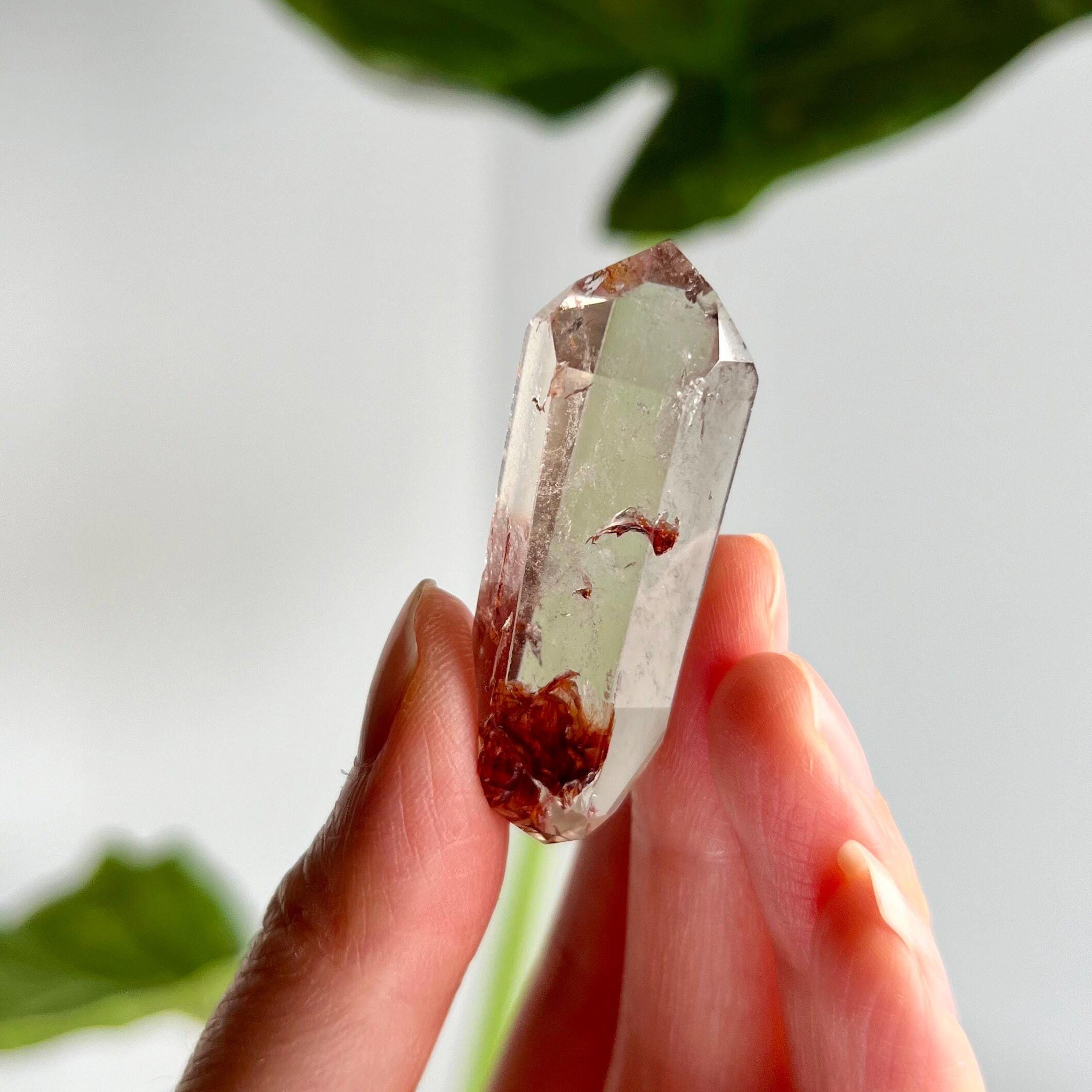 Grade A Natural Quartz DT with Hematite, Iron Inclusion - Double-Terminated Quartz from Diamantina, HQC33, 18g