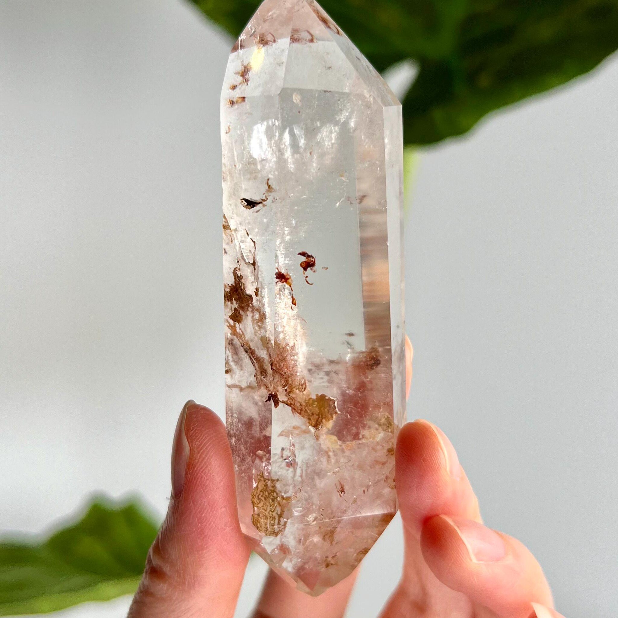 Grade A+ Natural Quartz DT with Hematite, Iron Inclusion - Double-Terminated Quartz from Diamantina, HQC34, 89g