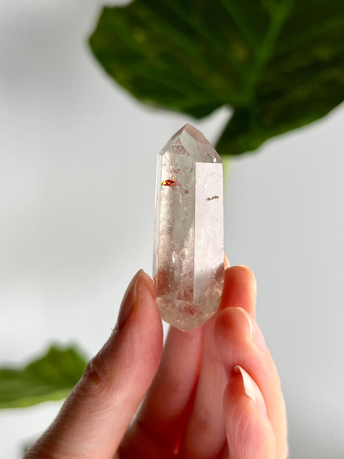 Grade A Natural Quartz DT with Hematite, Iron Inclusion with Rainbow - Double-Terminated Quartz from Diamantina, HQC35, 22g