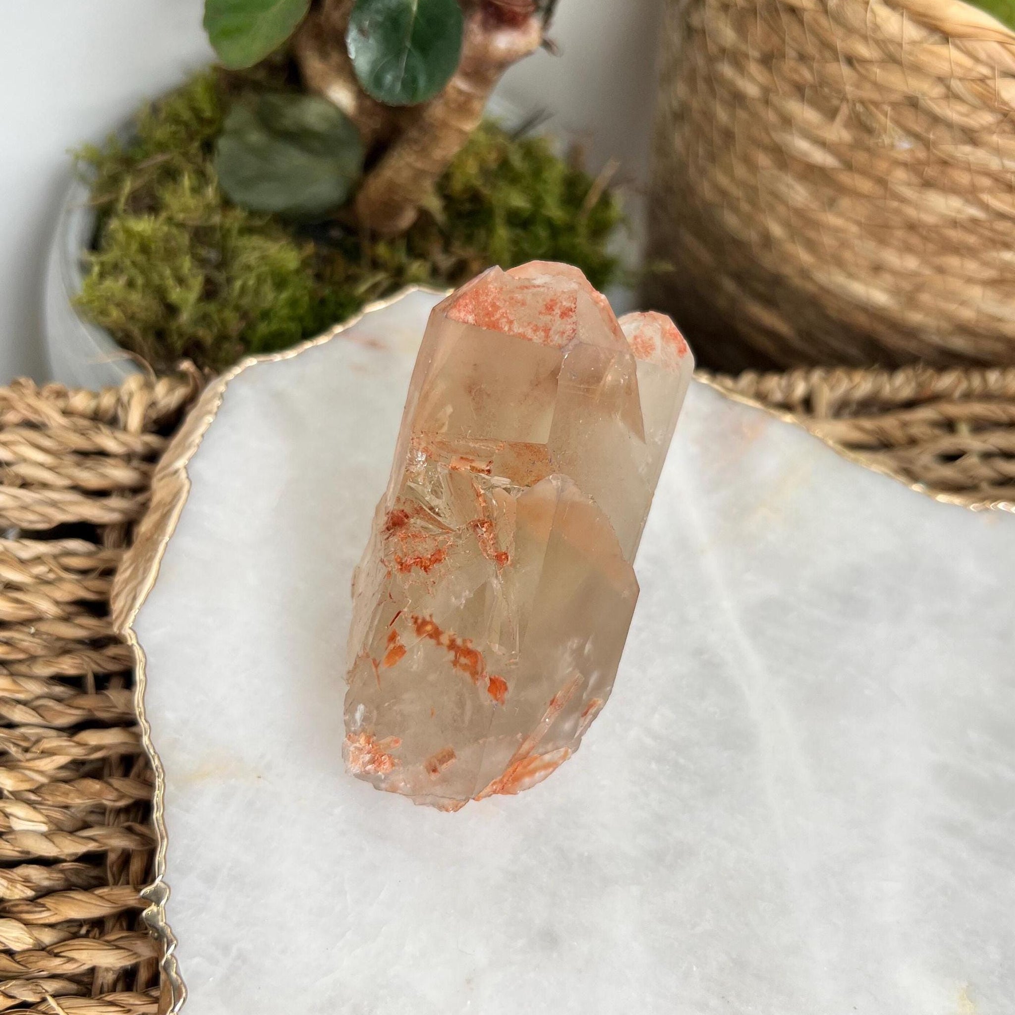Grade A Golden Healer Shift Lemurian Quartz, Shift Quartz, Golden Healer Lemurian with Rainbow from Serra do Cabral, Brazil, GSL09, 168g