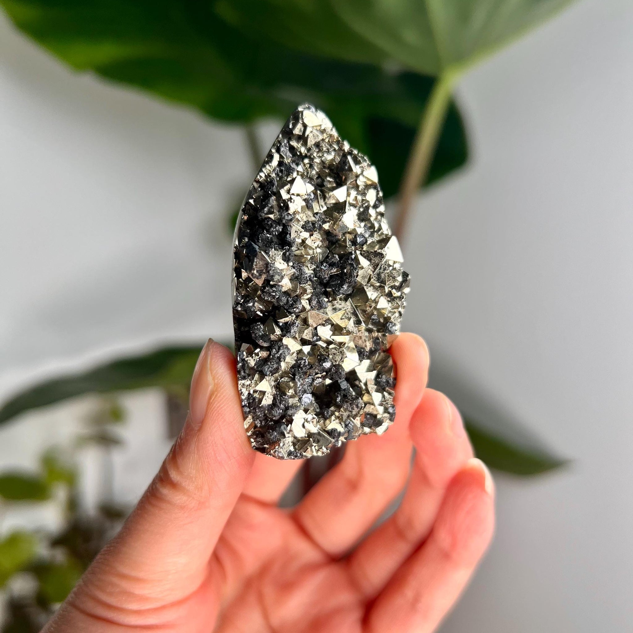 Grade AA Pyrite Cutbase with Sphalerite Huanzala, Peru – Semi-Polished, Protection Stone, Solar Plexus, Wealth Manifestation PCP01, 103g