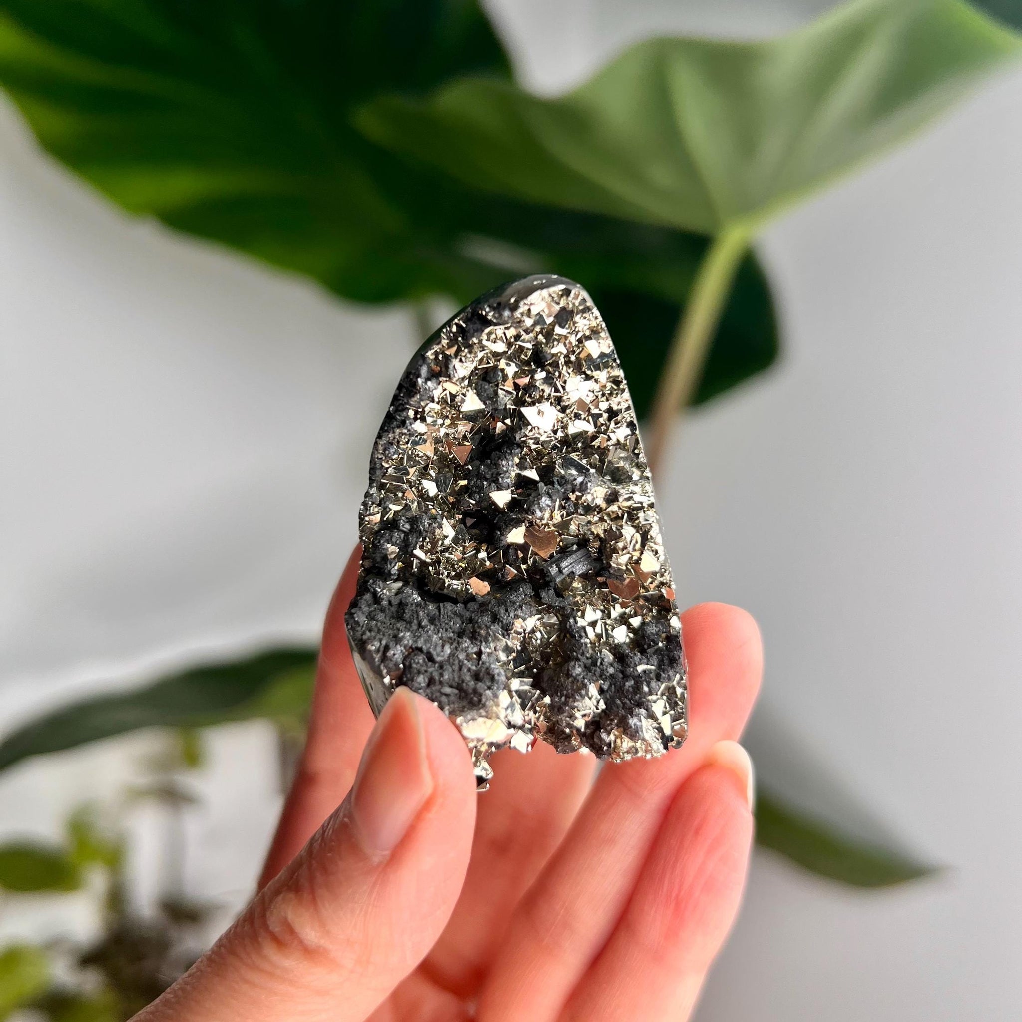 Grade AA Pyrite Cutbase with Sphalerite Huanzala, Peru – Semi-Polished, Protection Stone, Solar Plexus, Wealth Manifestation PCP03, 123g