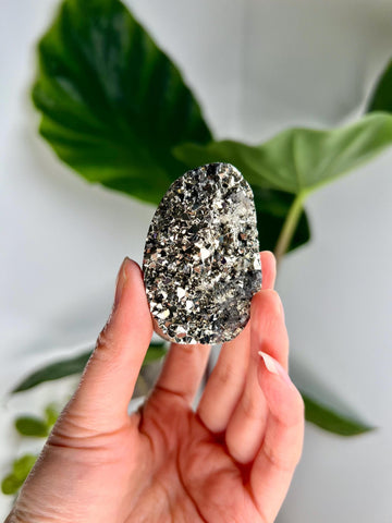 Grade AA Pyrite Cutbase with Sphalerite Huanzala, Peru – Semi-Polished, Protection Stone, Solar Plexus, Wealth Manifestation PCP18, 129g