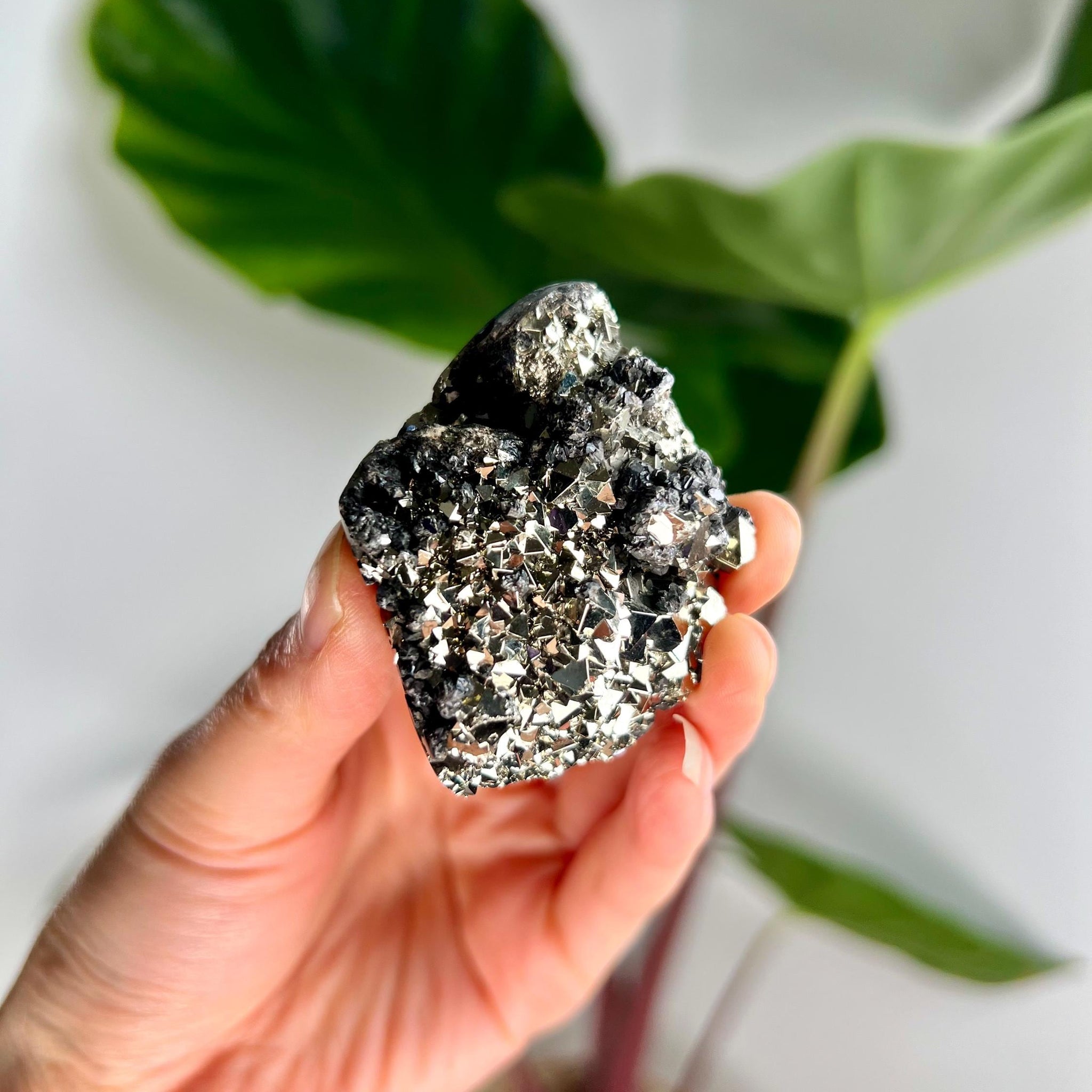 Grade AA Pyrite Cutbase with Sphalerite Huanzala, Peru – Semi-Polished, Protection Stone, Solar Plexus, Wealth Manifestation PCP21, 134g