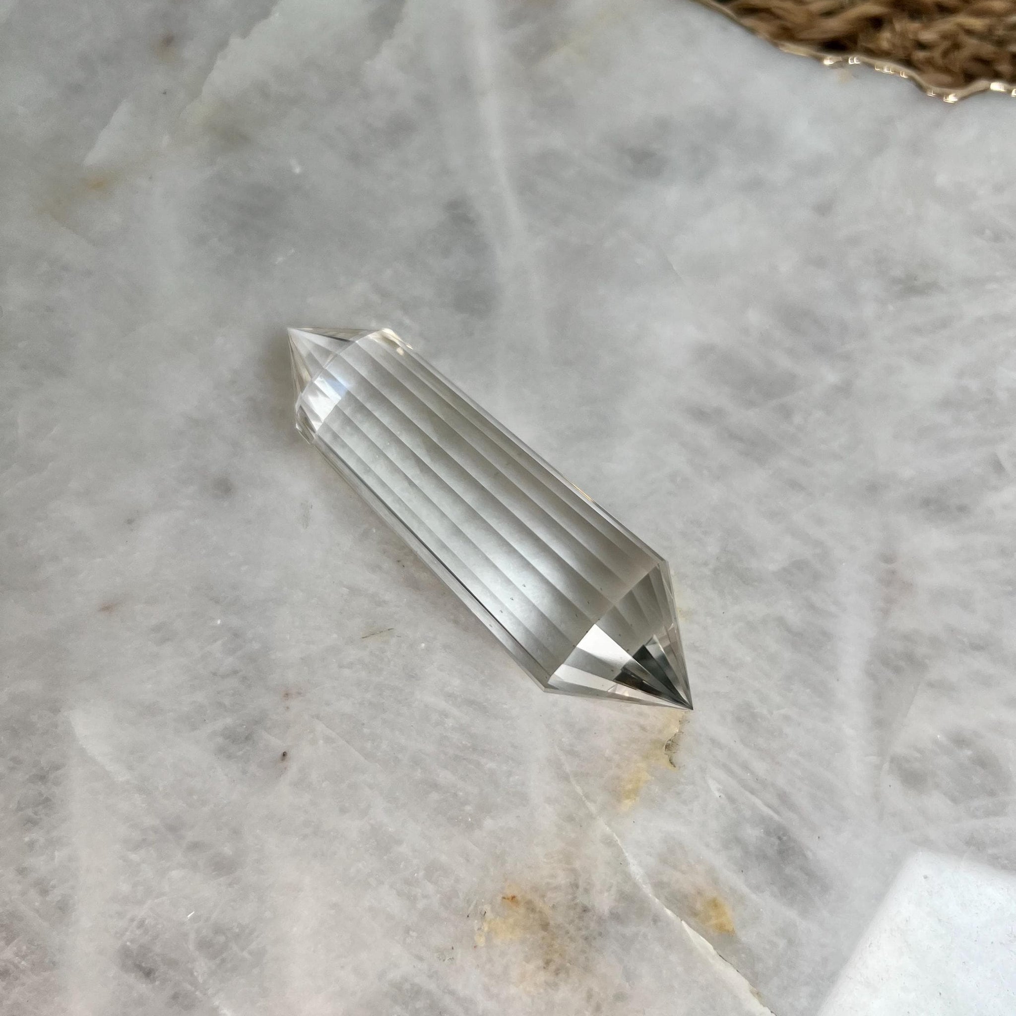 Grade AAA+ Natural Lemurian Seed Quartz 24-Sided Vogel Wand - Top Quality, Perfectly Crafted, Travel Size LVT04, 47g