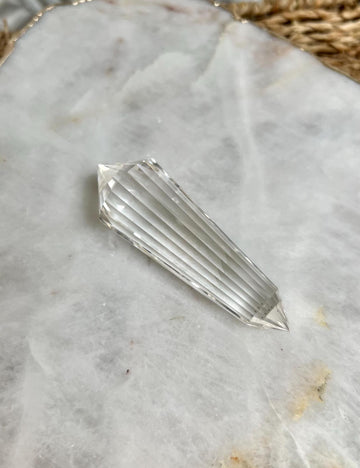 Grade AAA+ BLUE NEEDLE Lemurian Quartz 24-Sided Vogel Wand - Top Quality, Perfectly Crafted, Travel Size LVT06, 41g