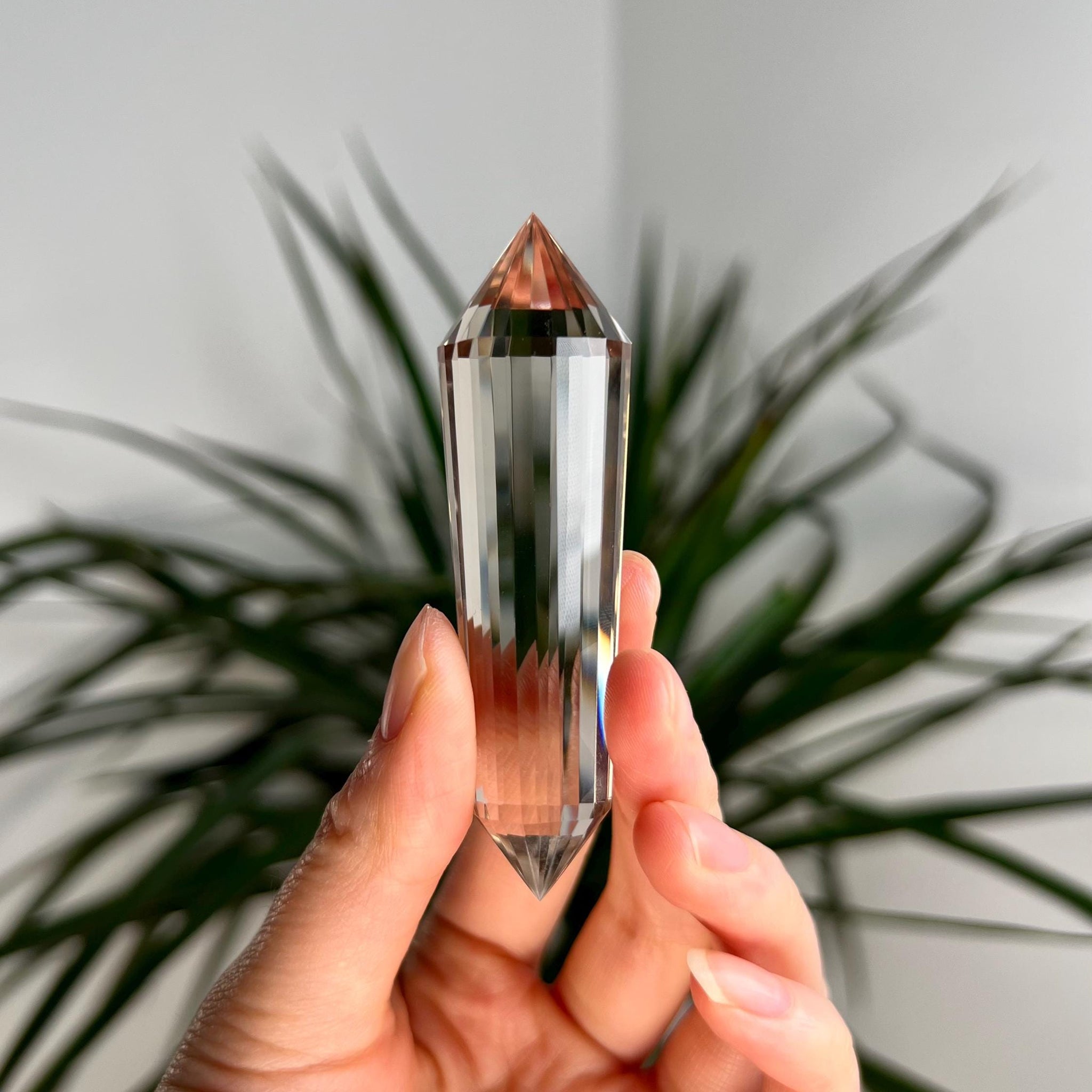 Grade AAA+ BLUE NEEDLE Smoky Lemurian Seed Quartz 24-Sided Vogel Wand - Top Quality, Perfectly Crafted, Travel Size LVT12, 49g