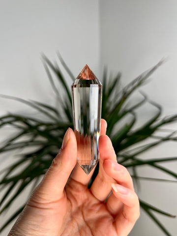Grade AAA+ BLUE NEEDLE Smoky Lemurian Seed Quartz 24-Sided Vogel Wand - Top Quality, Perfectly Crafted, Travel Size LVT12, 49g
