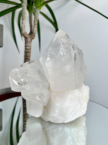 Unique Large Bridge Formation Quartz Cluster with Big Rainbows – "The Master Channeling Quartz", 2.4kg from Diamantina, Minas Gerais, Brazil