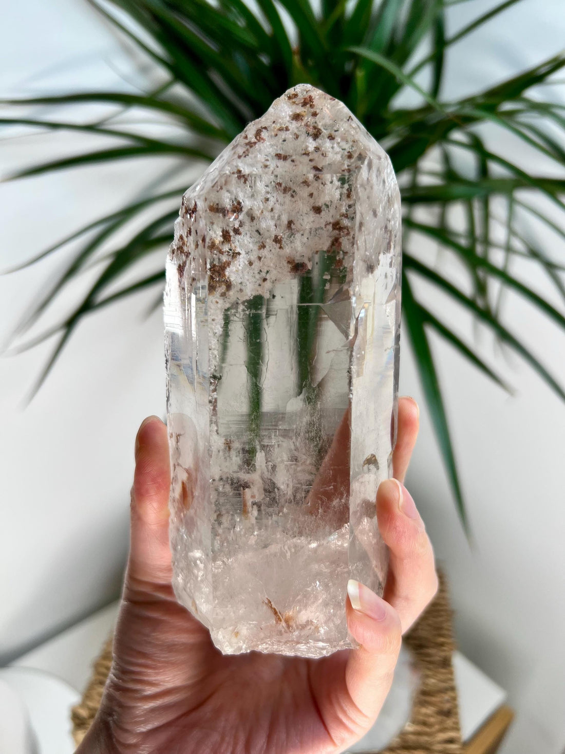 Grade AAA Large Cathedral Lemurian Quartz Point – Self-Standing with Iron and Lodolite Inclusions, from Diamantina, Brazil- LCC11, 752g