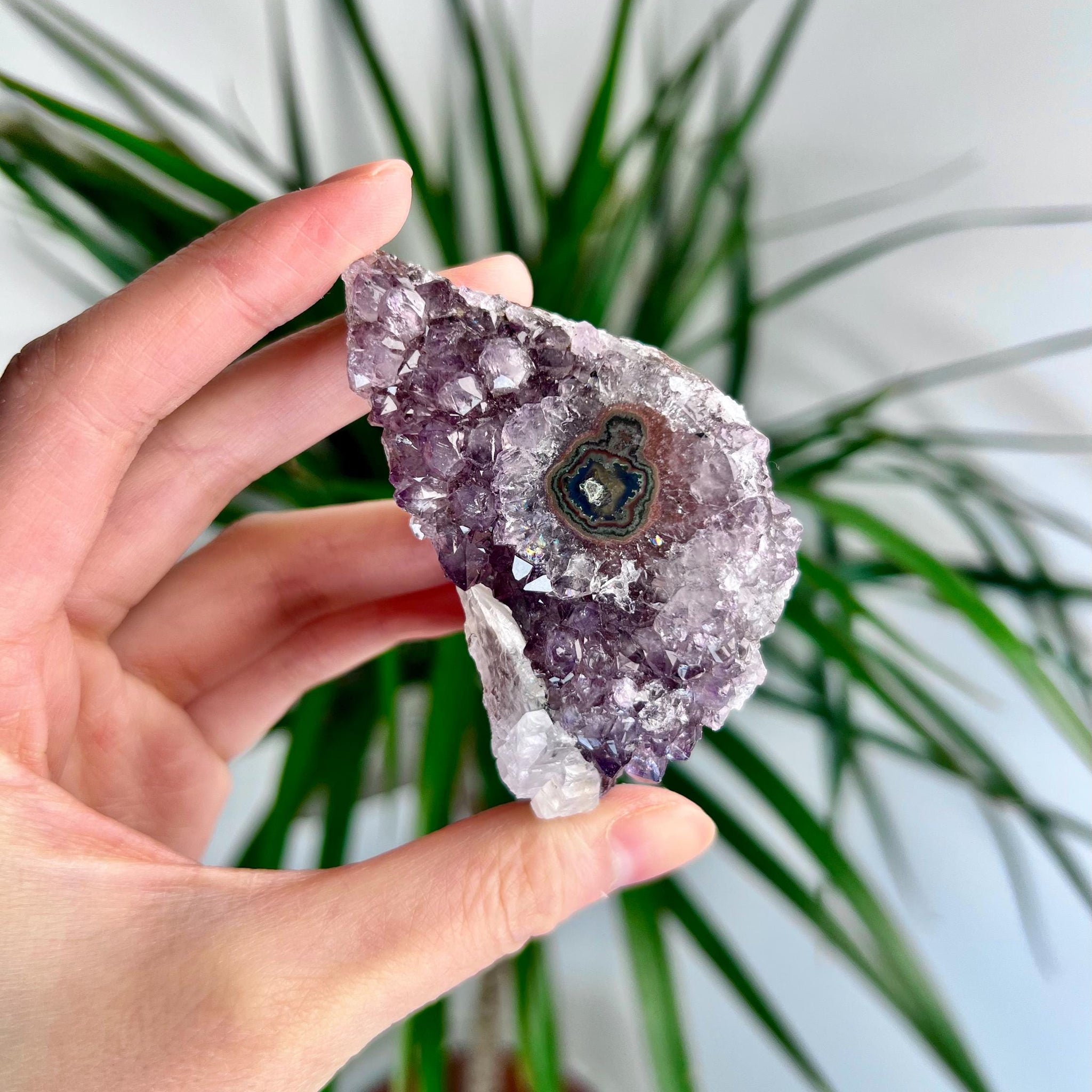 Grade AA Natural Amethyst Flower Stalactite with Calcite from Uruguay – Unique Formation, High-Energy Healing Crystal - US39, 103g