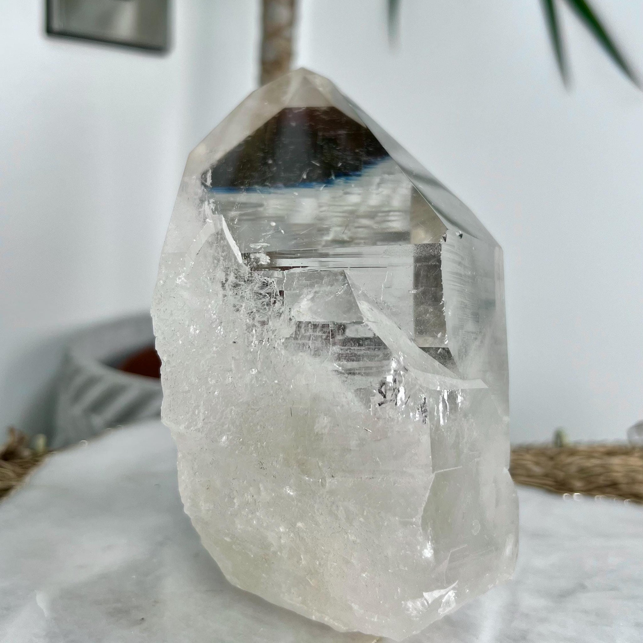 Grade AA Large Cathedral Lemurian Quartz Point – Phantom, Rutile, Rainbows, and Self-Healed, 1.054kg, from Diamantina, Brazil, - LCC10