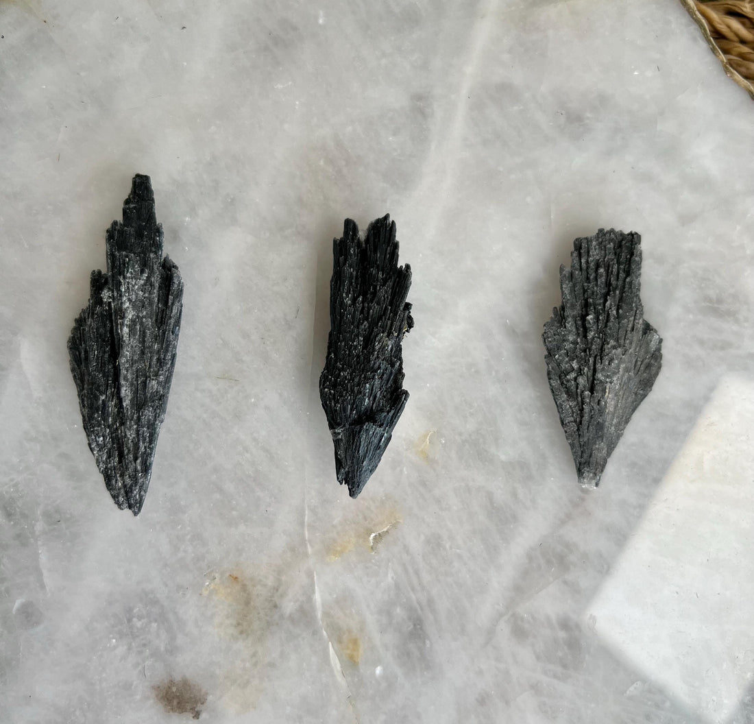 Grade A Natural Black Kyanite Crystal from Araçuaí, Minas Gerais – Hand Selected, Multiple Variations J - L