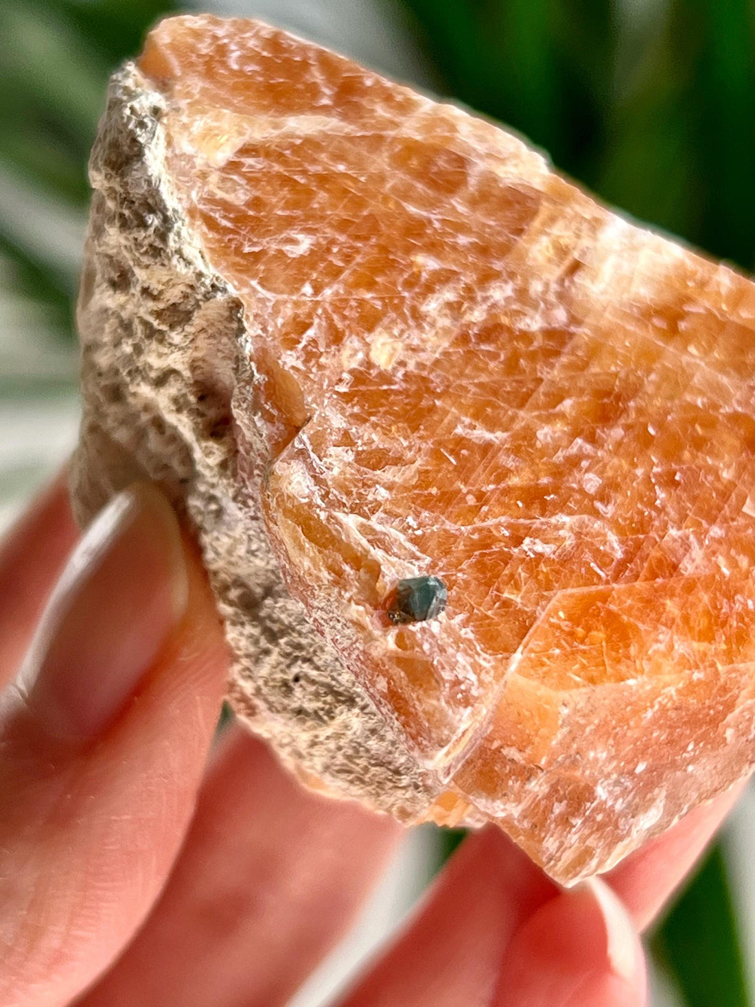 Grade A Natural Orange Calcite with Apatite, Raw Crystal, Sacral, Solar Plexus, and Third Eye Chakra, from Bahia Brazil CA01,75g