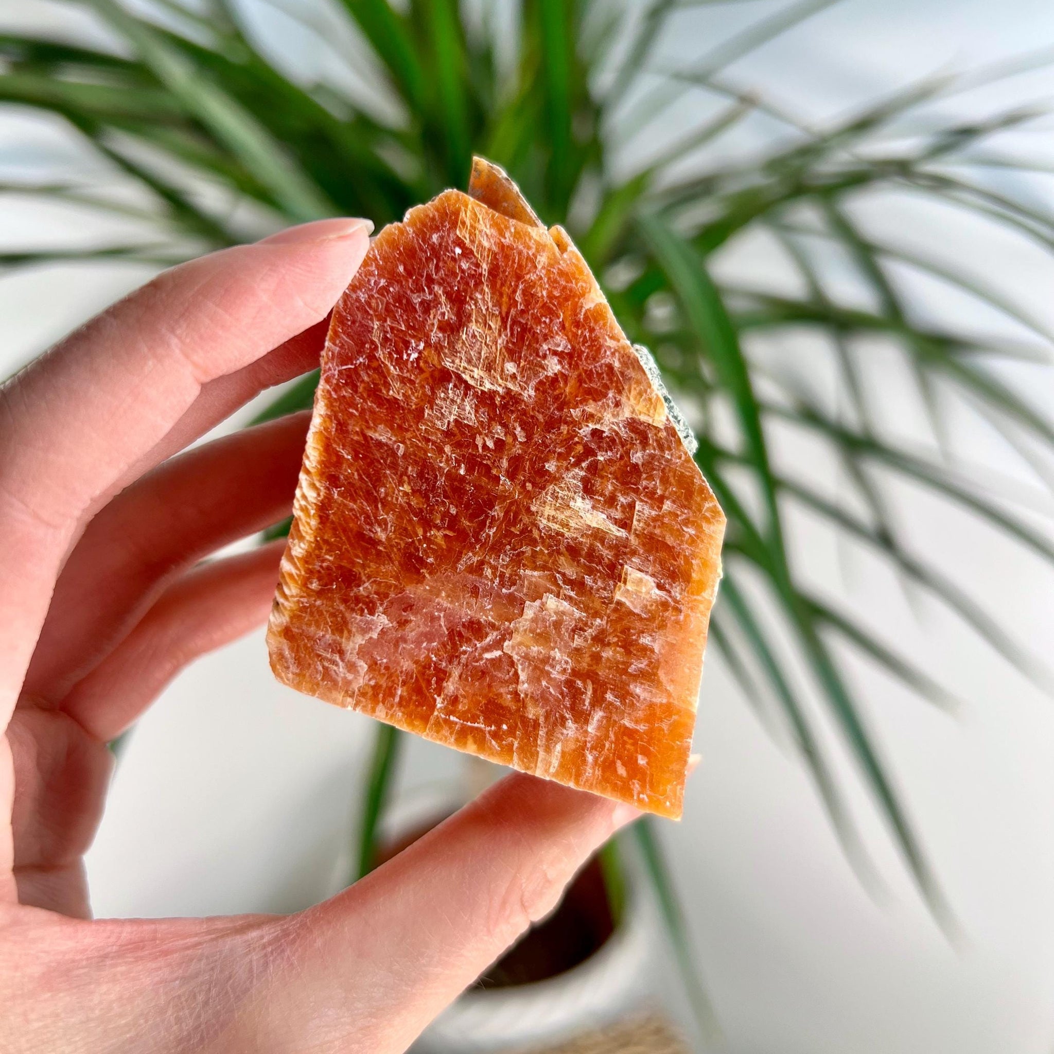 Grade AA Natural Orange Calcite with Apatite, Raw Crystal, Sacral, Solar Plexus, and Third Eye Chakra, from Bahia Brazil CA06, 156g
