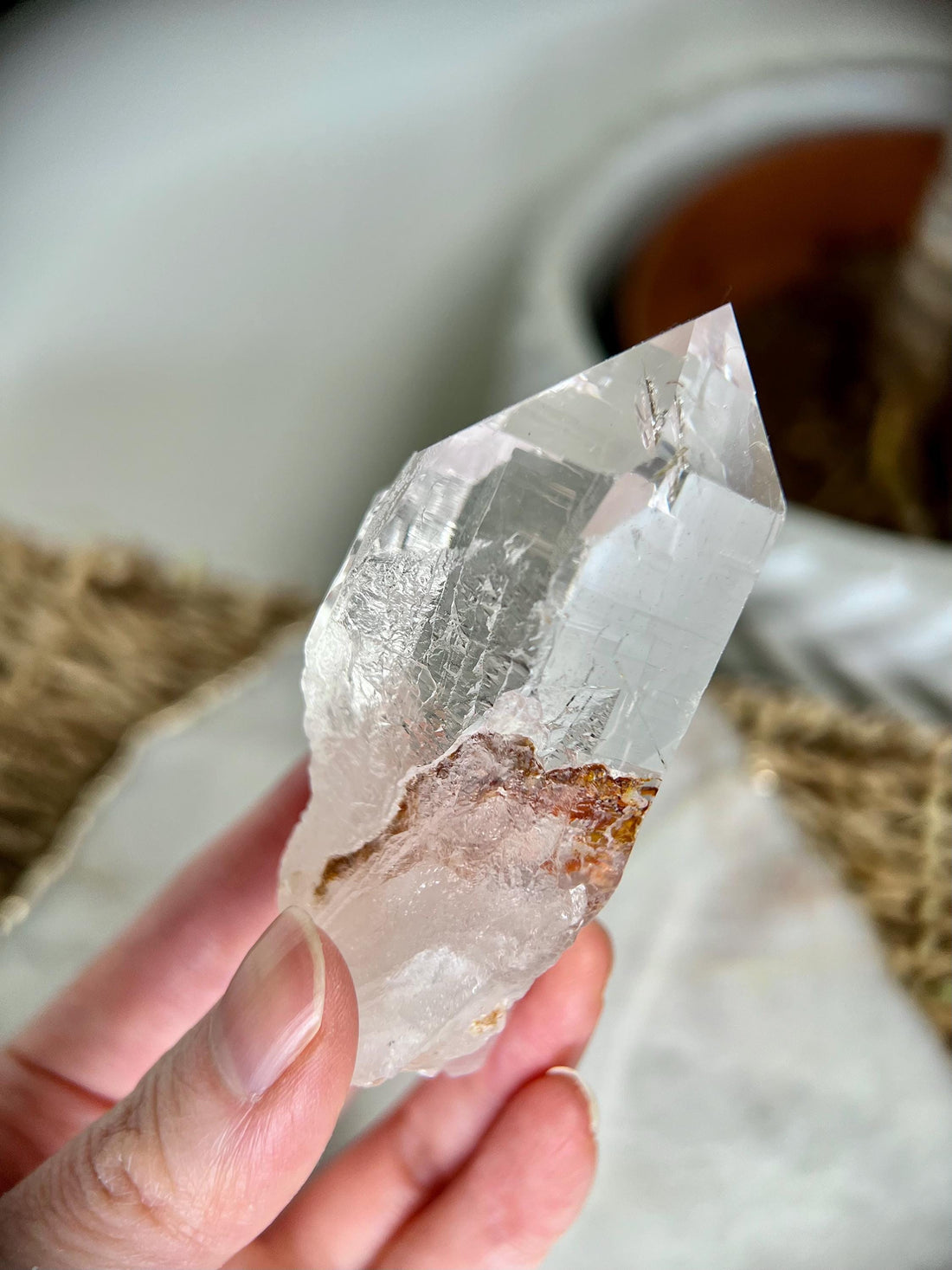 Grade AA Cathedral Lemurian Quartz Point with Iron and Black Rutile, from Diamantina, Brazil- LCC19, 118g