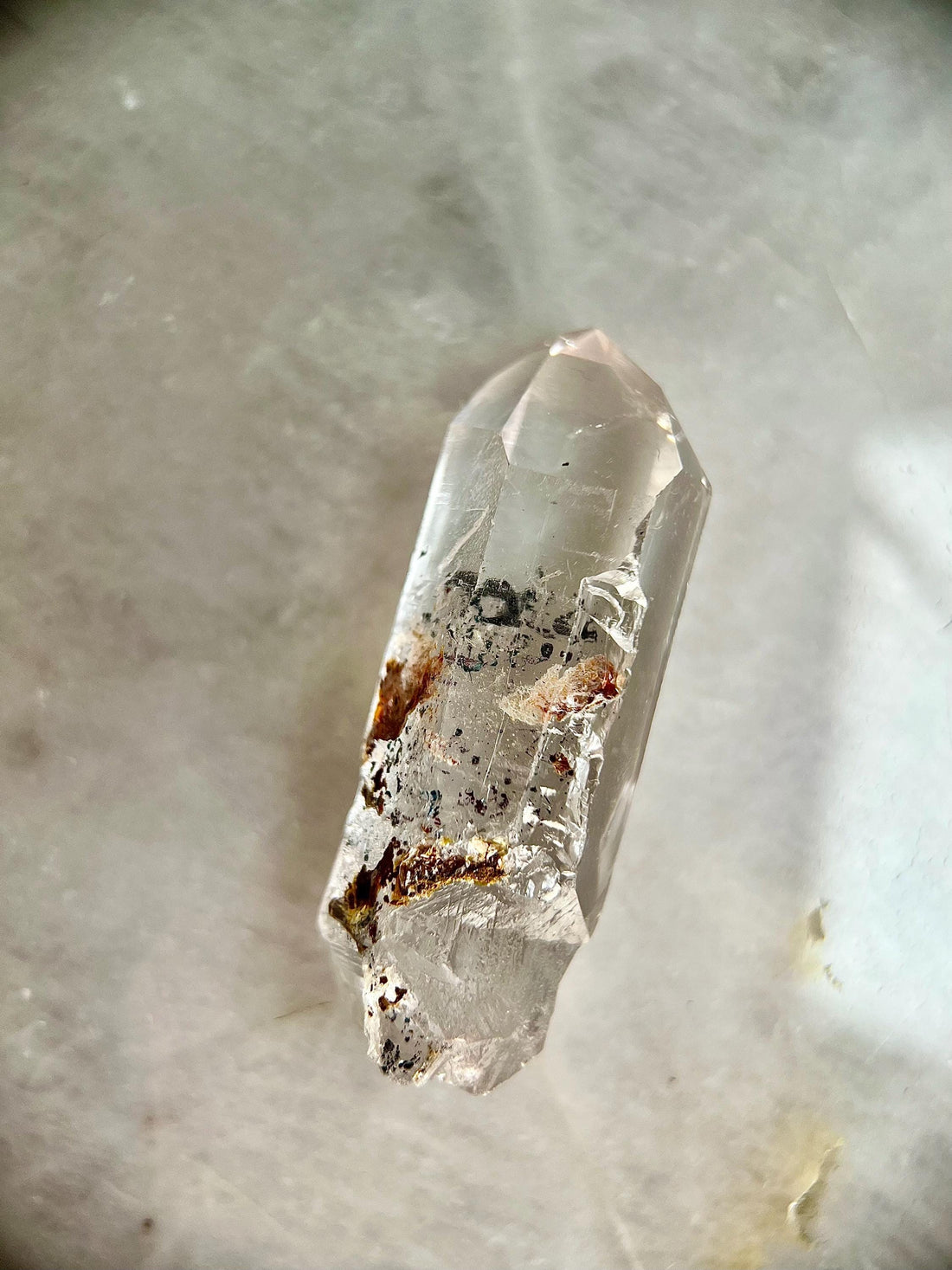 Grade AA+ Cathedral Lemurian Quartz Point with Hematite and Iron, Self-Healed, Akashic Record Access - LCC26,29g