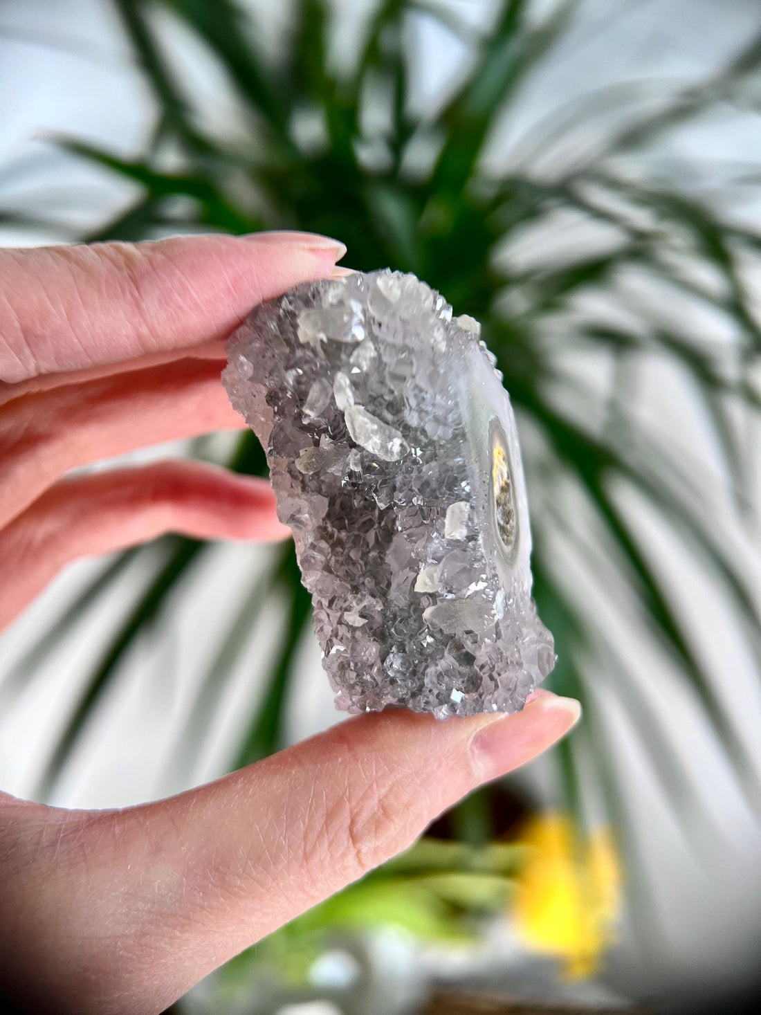 Grade A Natural Stalactite Druzy with Calcite Crystal– Heart, Root, and Third Eye Chakra Healing, US55, 65g
